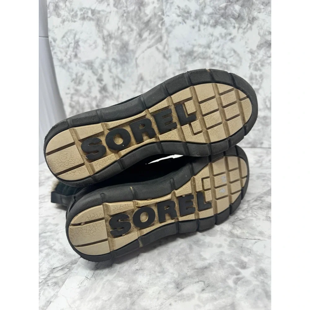 Sorel Whitney 🖤Short Lace Black Suede Faux Fur Waterproof Winter‎ Boots